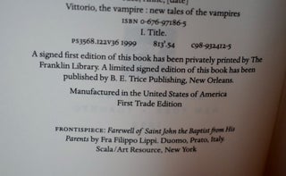 Vittorio The Vampire new tales of the vampires